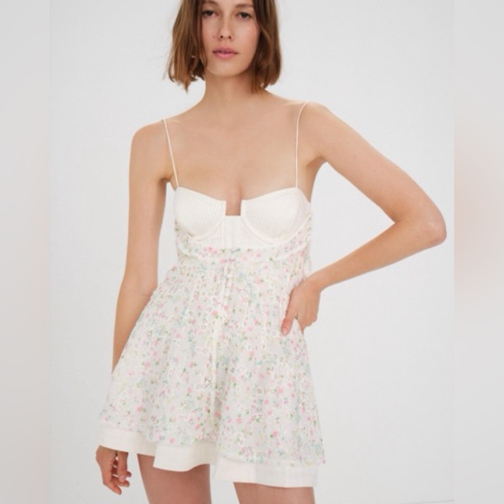 Never Worn For Love And Lemons White Floral Mini Dress